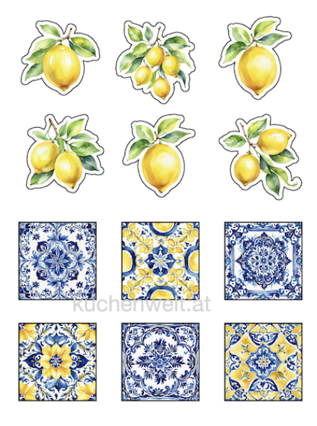 Cupcake Topper Set "Zitronen & Fliesen" - Materialauswahl